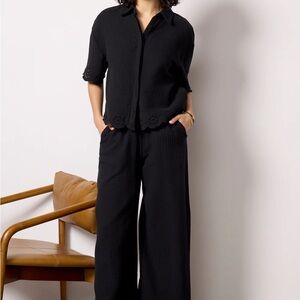 Evereve Eden Gauze Eyelet Top | Sz L | Cotton Gauze